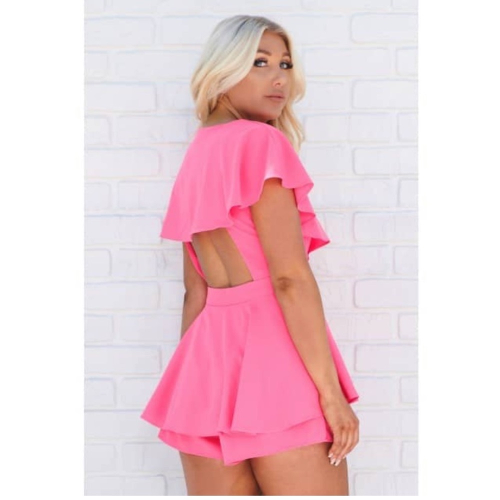NanaMacs Large Tiers of Joy Fuchsia Romper
